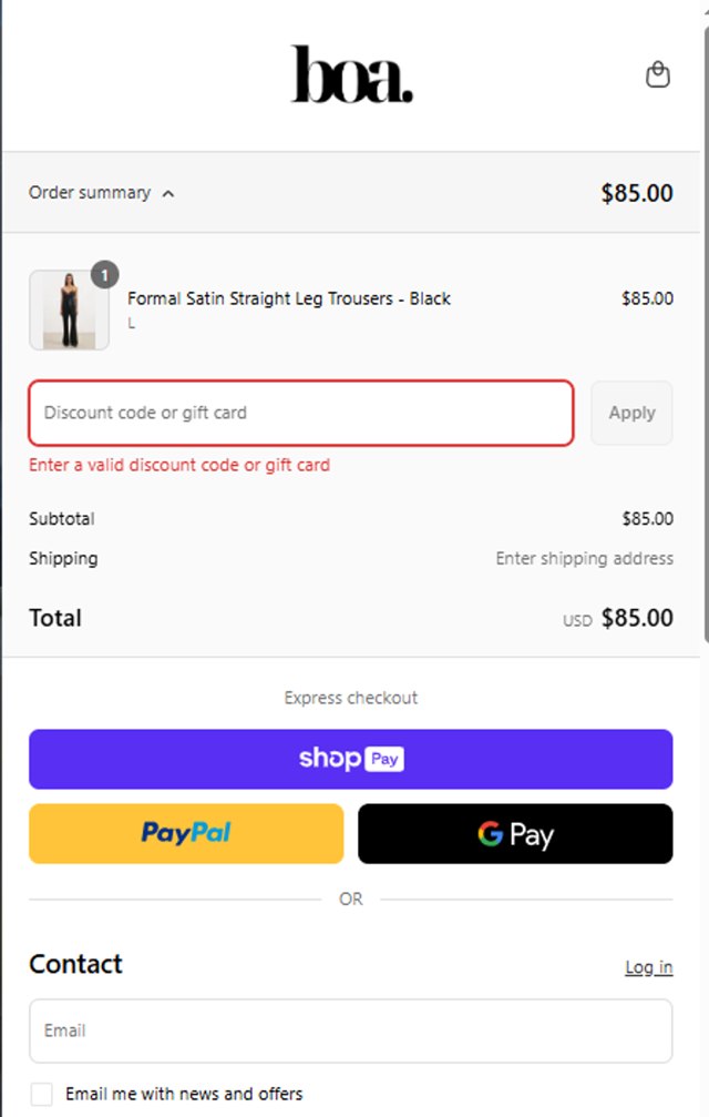Because Of Alice checkout page showing Because Of Alice discount code box | Screenshot taken by SimplyCodes community member on Aug 1, 2025