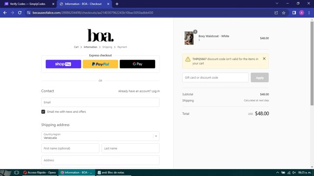 Because Of Alice checkout page showing Because Of Alice discount code box | Screenshot taken by SimplyCodes community member on Jul 9, 2023