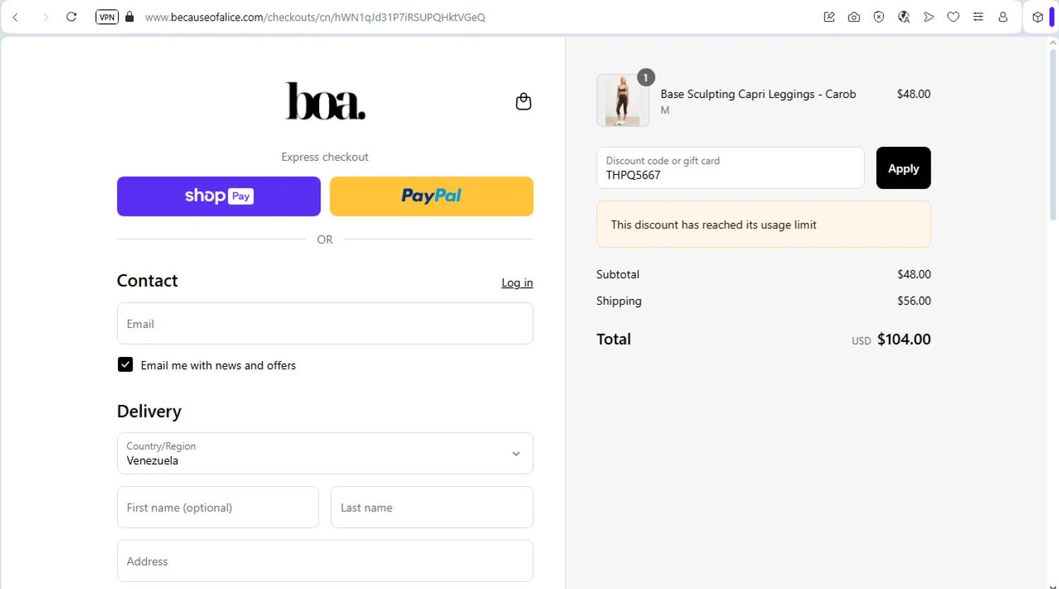 Because Of Alice discount code screenshot showing code THPQ5667 applied at Because Of Alice checkout page. Uploaded by SimplyCodes community member rafaelmarquez on Aug 15, 2025