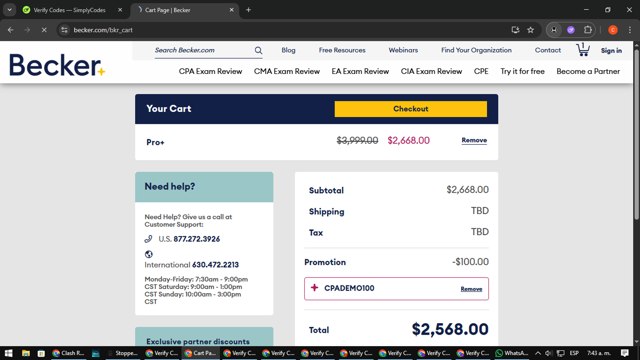 Becker checkout page showing Becker promo code box | Screenshot taken by SimplyCodes community member on Sep 2, 2025