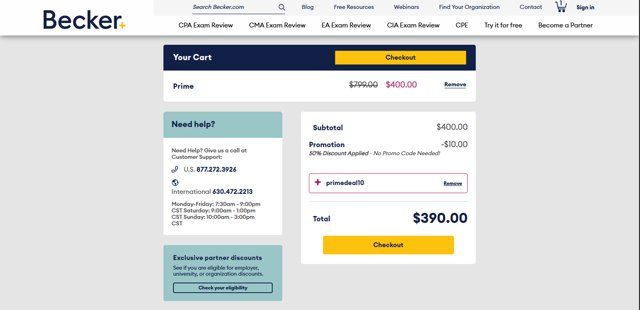 Becker checkout page showing Becker promo code box | Screenshot taken by SimplyCodes community member on Sep 2, 2025