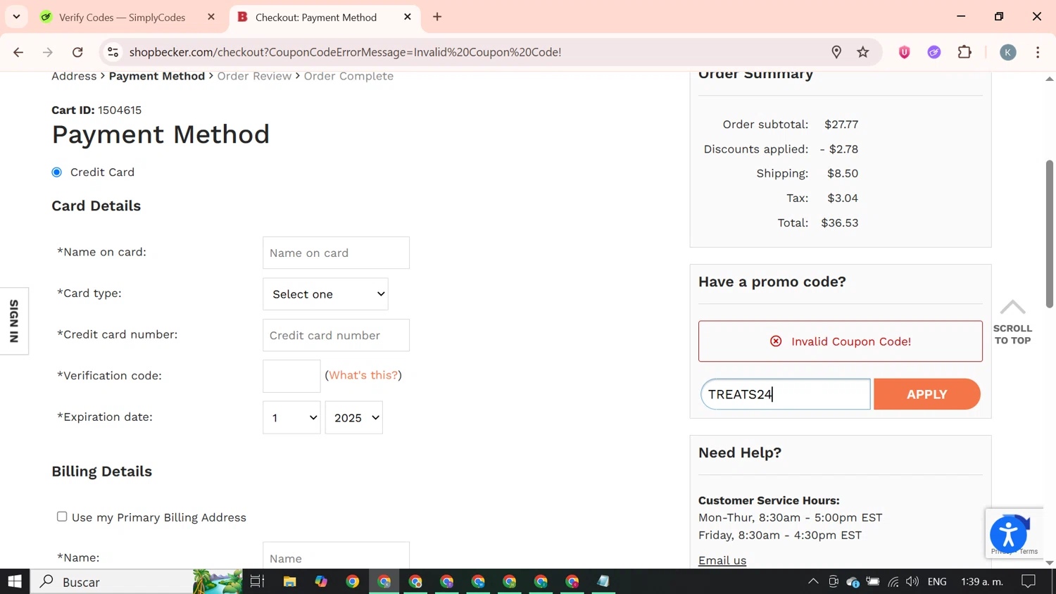 Becker's School Supplies promo code screenshot showing code YES24 applied at Becker's School Supplies checkout page. Uploaded by SimplyCodes community member SavingsBoss9912 on Jun 23, 2025