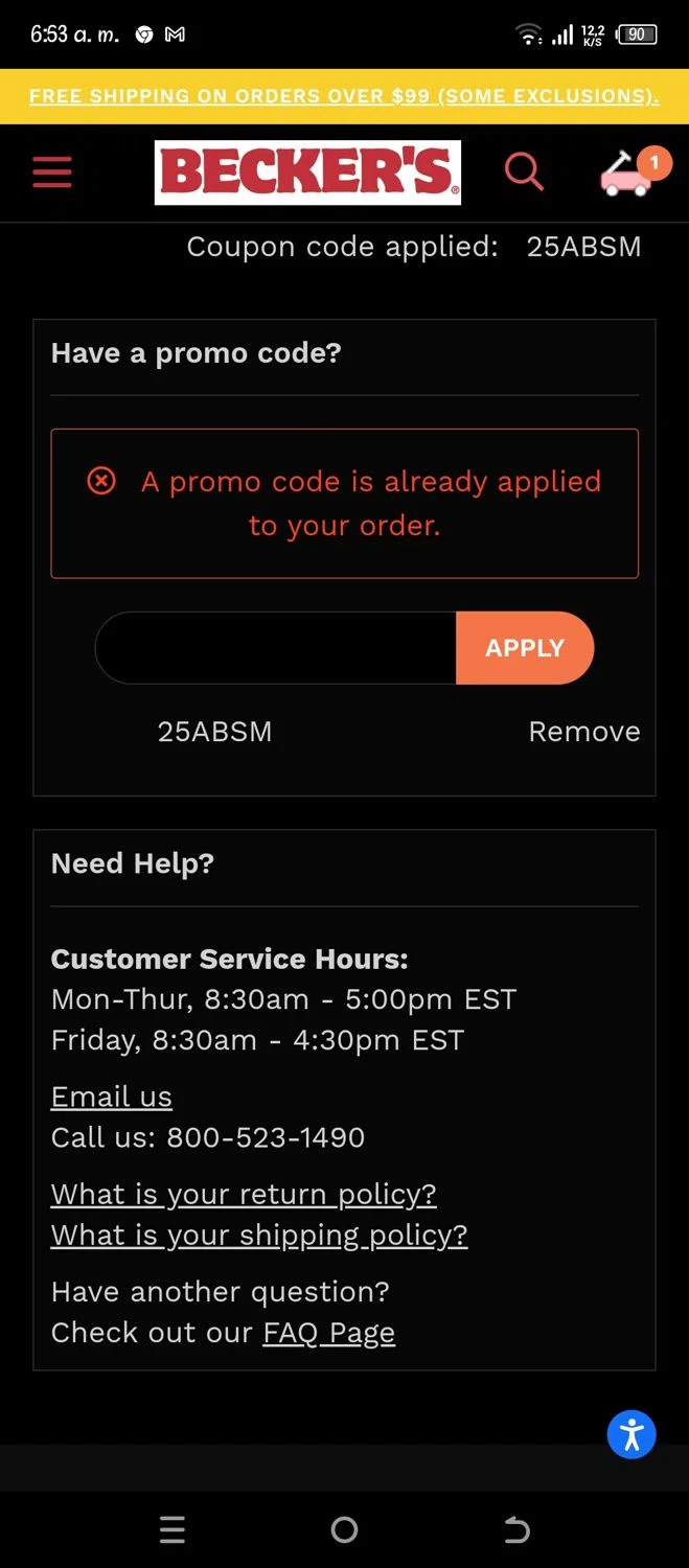 Becker's School Supplies promo code screenshot showing code TEACH25 applied at Becker's School Supplies checkout page. Uploaded by SimplyCodes community member Pipina11 on May 26, 2025
