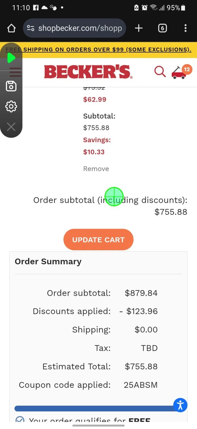 Becker's School Supplies promo code screenshot showing code TEACH25 applied at Becker's School Supplies checkout page. Uploaded by SimplyCodes community member miguelcrast on May 26, 2025
