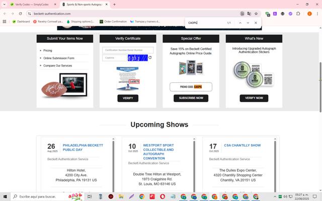 Beckett checkout page showing Beckett promo code box | Screenshot taken by SimplyCodes community member on Aug 22, 2025