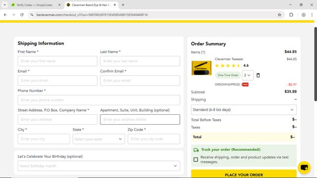 Cleverman checkout page showing Cleverman promo code box | Screenshot taken by SimplyCodes community member on Jul 13, 2025