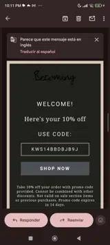 Becoming Jewelry coupon verification screenshot
