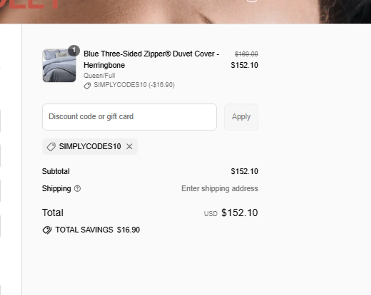 Beddley promo code screenshot showing code SIMPLYCODES10 applied at Beddley checkout page. Uploaded by SimplyCodes community member fjkdjkldsf on Sep 10, 2025