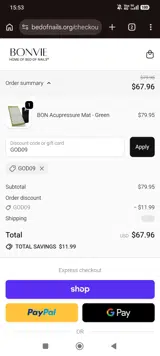 GOD09 coupon verification screenshot