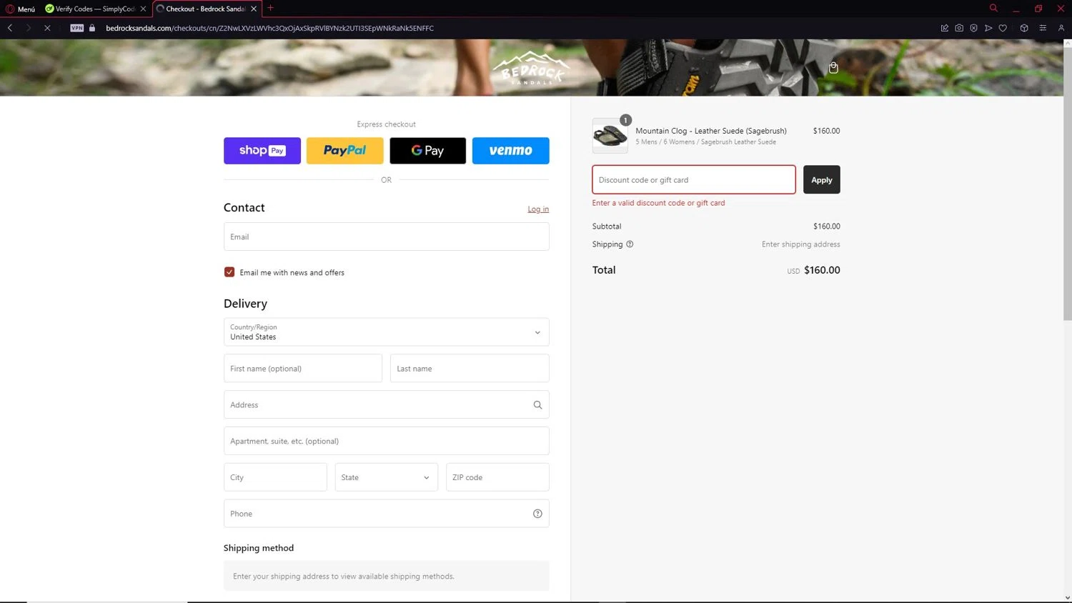 Bedrock Sandals discount code screenshot showing code 15OFFCLOG applied at Bedrock Sandals checkout page. Uploaded by SimplyCodes community member CleverAdmiral2537 on Jan 29, 2025