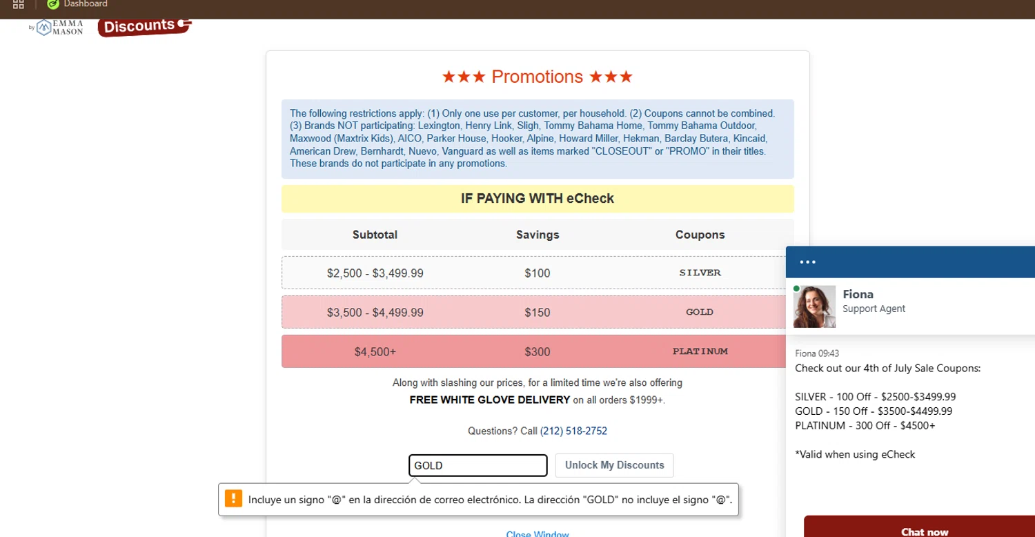 Bedroom Furniture Discounts promo code screenshot showing code GOLD applied at Bedroom Furniture Discounts checkout page. Uploaded by SimplyCodes community member BargainPilot4994 on Jun 23, 2025
