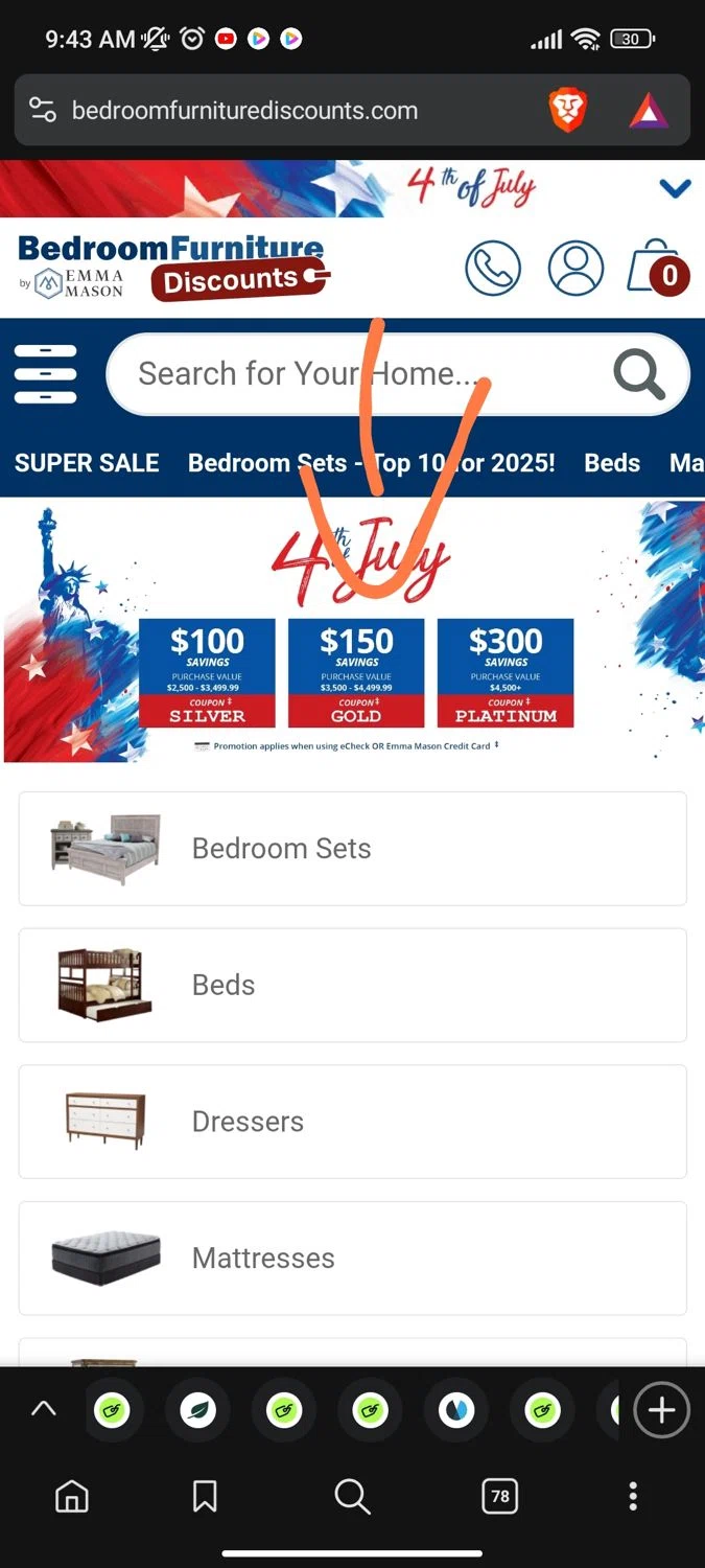 Bedroom Furniture Discounts promo code screenshot showing code Gold applied at Bedroom Furniture Discounts checkout page. Uploaded by SimplyCodes community member Dejadepicharme on Jun 23, 2025