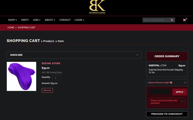 Bedroom Kandi checkout page showing Bedroom Kandi coupon code box | Screenshot taken by SimplyCodes community member on Mar 7, 2025