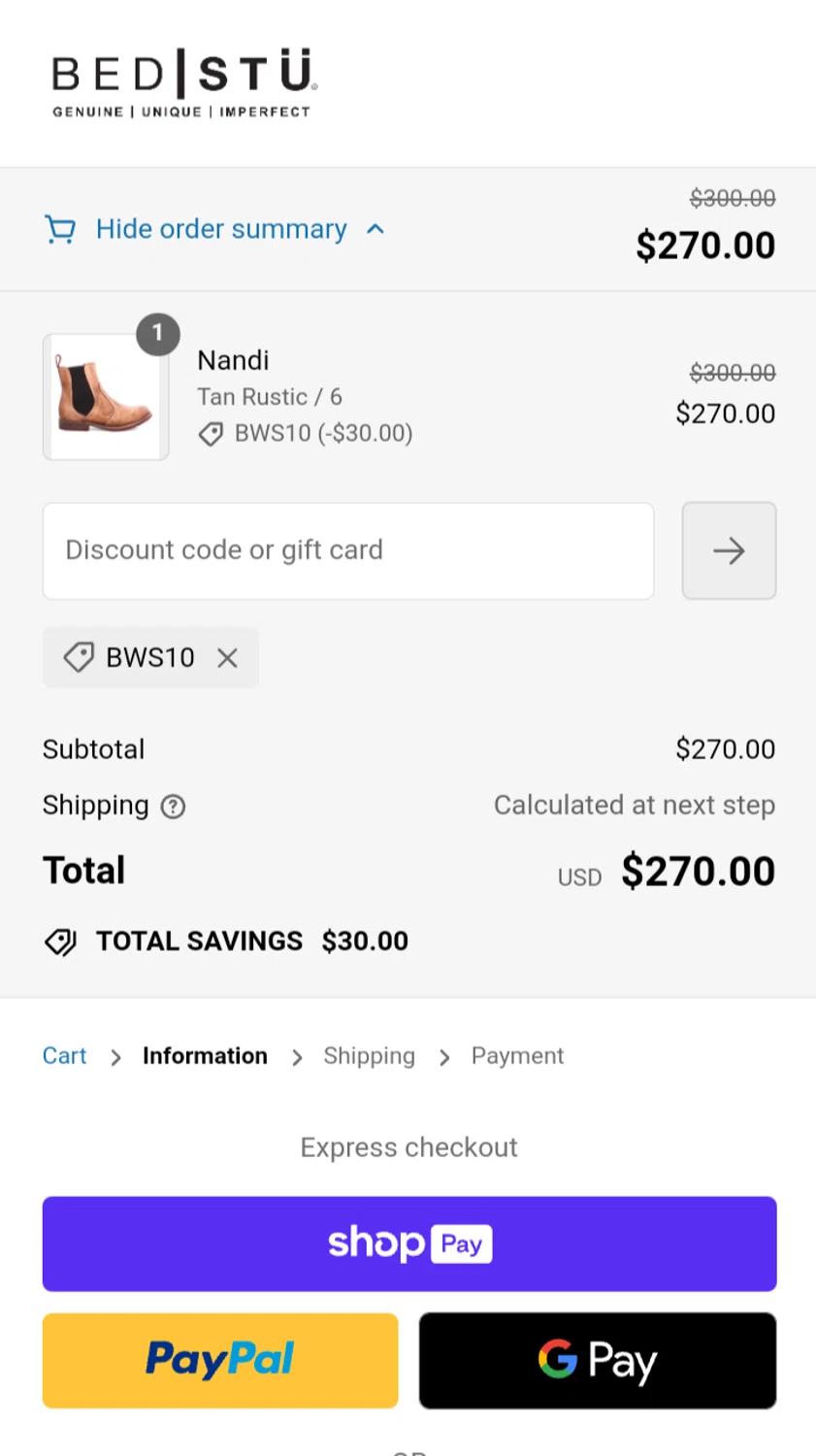 Bed|Stu checkout page showing Bed|Stu discount code box | Screenshot taken by SimplyCodes community member on Jul 7, 2024