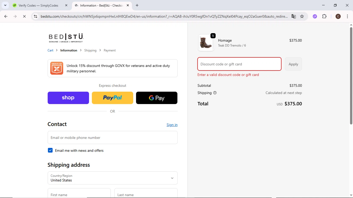 Bed|Stu discount code screenshot showing code DOD applied at Bed|Stu checkout page. Uploaded by SimplyCodes community member MoneyPilot9634 on Nov 26, 2025