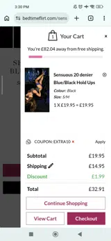 Extra10 coupon verification screenshot