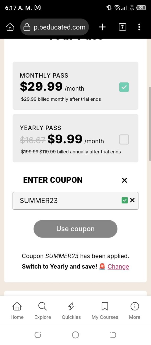 Beducated checkout page showing Beducated coupon code box | Screenshot taken by SimplyCodes community member on Feb 13, 2025