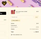 WELCOME15 coupon verification screenshot