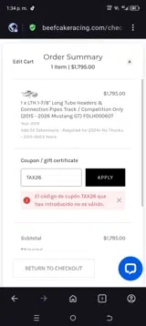 Beefcake Racing coupon verification screenshot