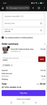 Beef Jerky coupon verification screenshot