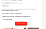 MEMORIAL20 coupon verification screenshot