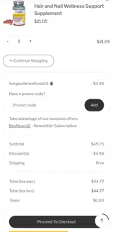 Livingwaterwellness10 coupon verification screenshot