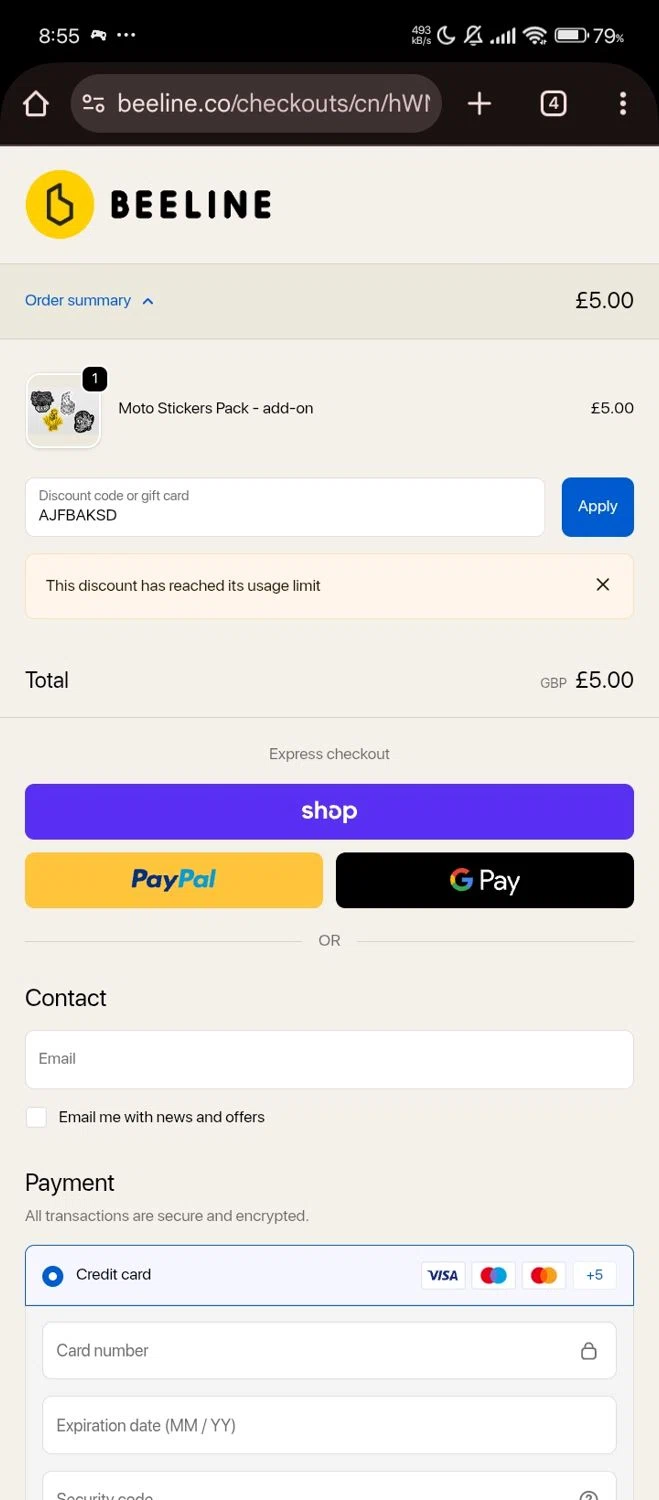 Beeline promo code screenshot showing code AJFBAKSD applied at Beeline checkout page. Uploaded by SimplyCodes community member Jutdcv on Oct 1, 2025