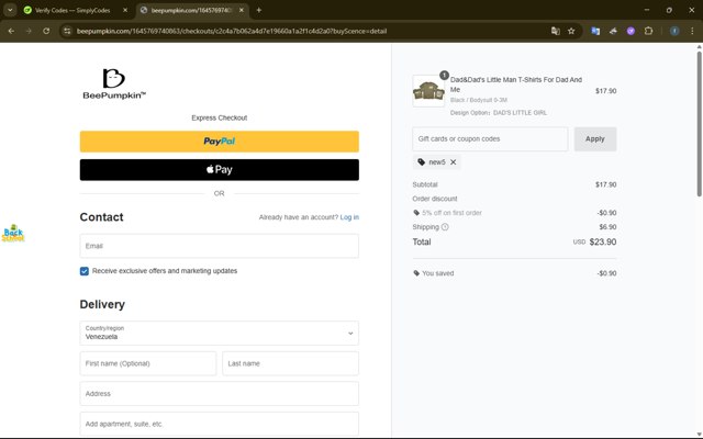 Beepumpkin checkout page showing Beepumpkin coupon code box | Screenshot taken by SimplyCodes community member on Jul 30, 2025