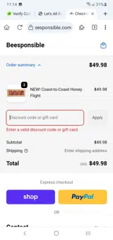BEEMINE15 coupon verification screenshot