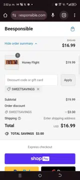 SWEETSAVINGS coupon verification screenshot