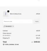 BEIABRIDE coupon verification screenshot
