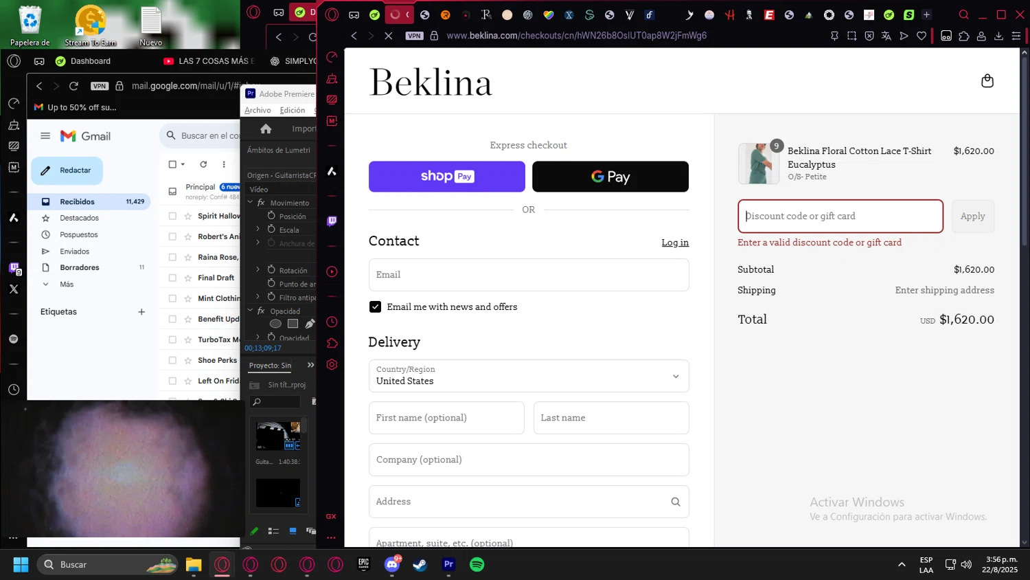 Beklina promo code screenshot showing code 30overclover applied at Beklina checkout page. Uploaded by SimplyCodes community member Billyyou on Aug 22, 2025