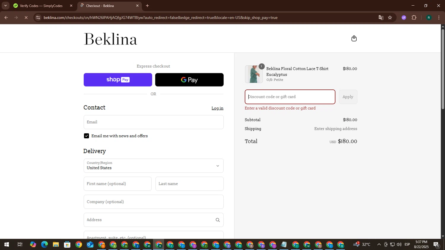 Beklina promo code screenshot showing code 30overclover applied at Beklina checkout page. Uploaded by SimplyCodes community member ScanPioneer7706 on Aug 22, 2025