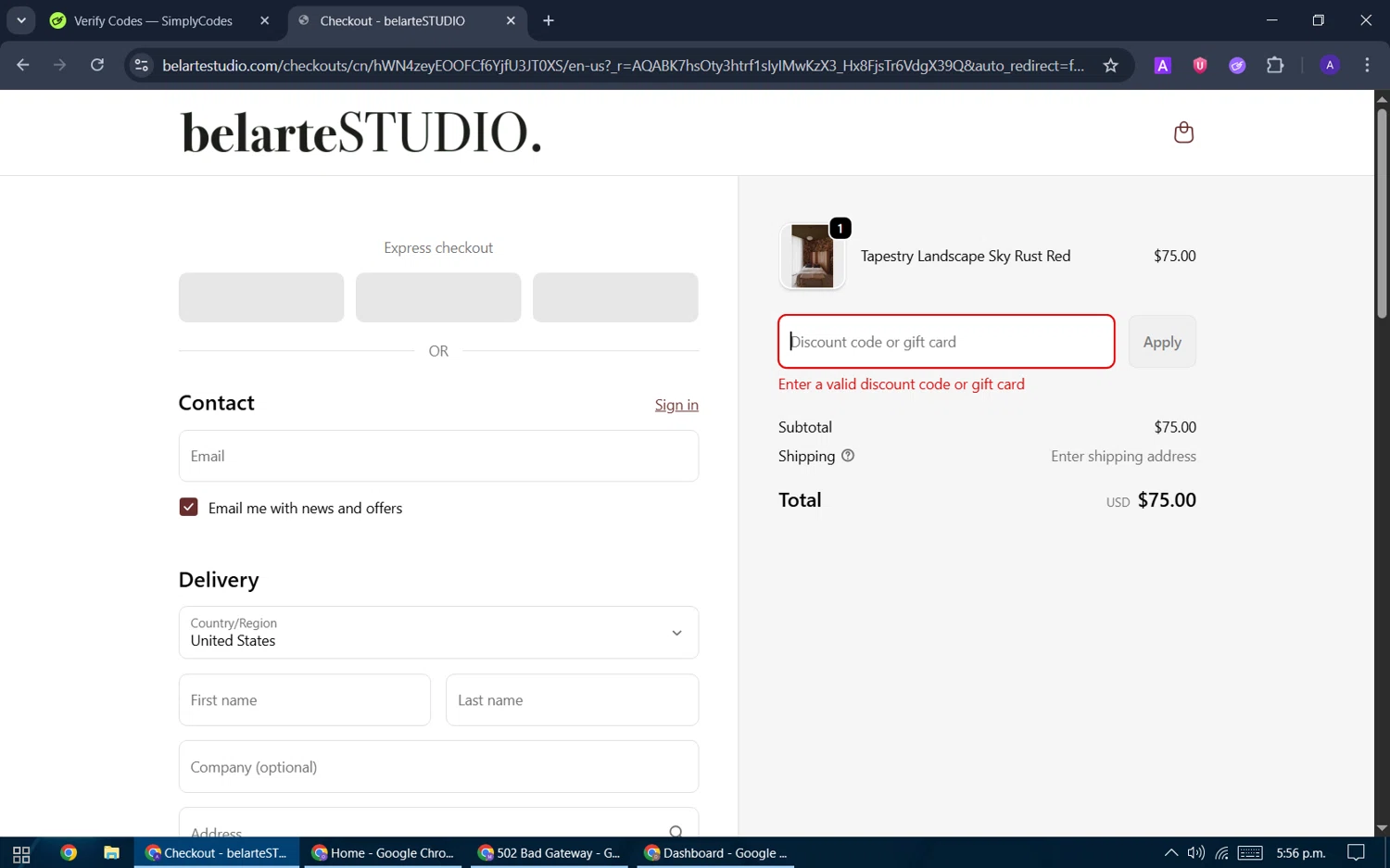belarteSTUDIO promo code screenshot showing code donohue20 applied at belarteSTUDIO checkout page. Uploaded by SimplyCodes community member ThriftySentinel2853 on Nov 6, 2025