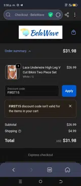 FIRST15 coupon verification screenshot