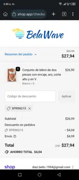 SPRING15 coupon verification screenshot