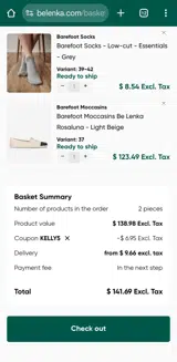 Be Lenka coupon verification screenshot