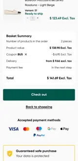 Be Lenka coupon verification screenshot