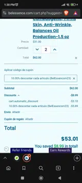 BelEssencom23 coupon verification screenshot
