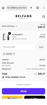 Belfans Technologies coupon verification screenshot