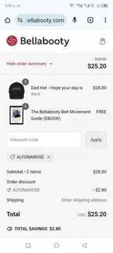 ALYONAROSE coupon verification screenshot