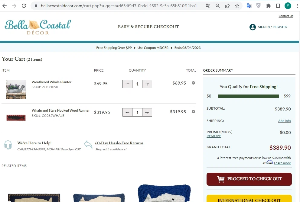 how to use Bella Coastal Decor coupons