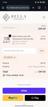 COZY10 coupon verification screenshot