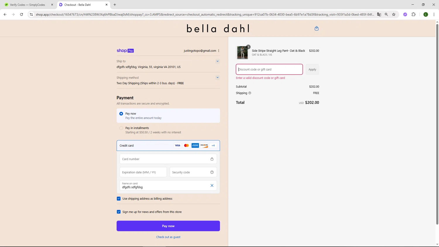Bella Dahl coupon code screenshot showing code AUGUSTPERK15 applied at Bella Dahl checkout page. Uploaded by SimplyCodes community member DUCATI on Aug 21, 2025