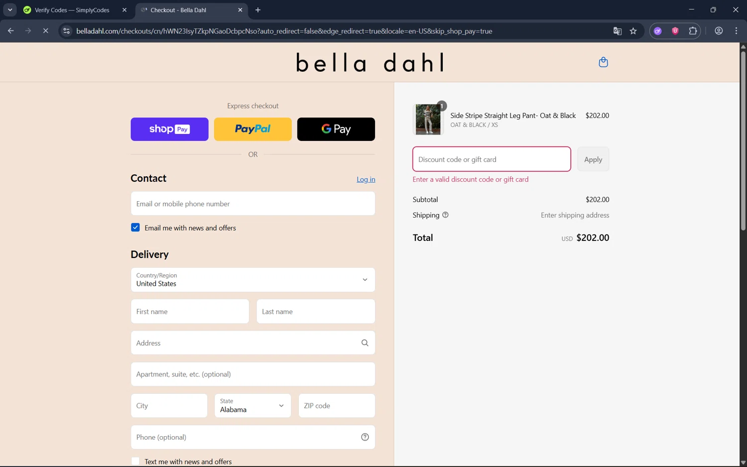 Bella Dahl coupon code screenshot showing code AUGUSTPERK15 applied at Bella Dahl checkout page. Uploaded by SimplyCodes community member juan1702 on Aug 21, 2025