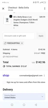 FREESHIPPING coupon verification screenshot