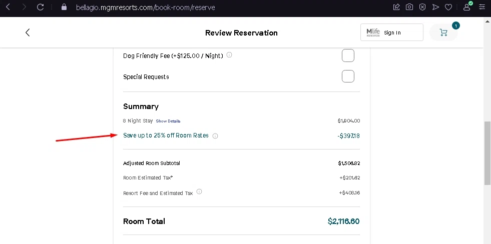 Bellagio checkout page showing Bellagio coupon code box | Screenshot taken by SimplyCodes community member on Jan 5, 2022
