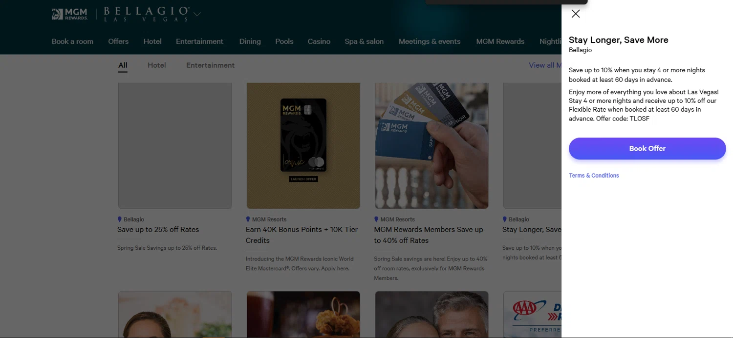 Bellagio coupon code screenshot showing code TLOSF applied at Bellagio checkout page. Uploaded by SimplyCodes community member rapiddeals on Apr 28, 2025