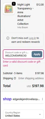 WELCOMEWR9CK0 coupon verification screenshot