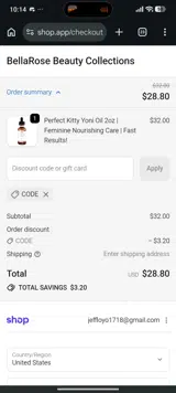 BellaRose Beauty Collections coupon verification screenshot
